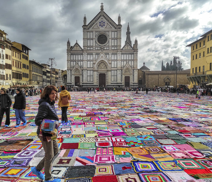 Viva Vittoria Decorate Piazza Santa Croce with Handknitted Squares